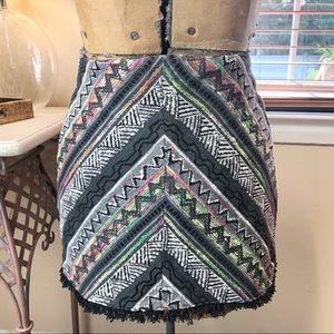 Woven Geometric Pattern Mini Skirt NWOT